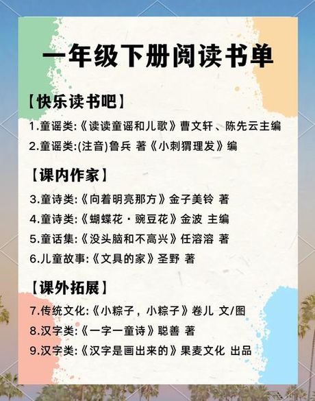一年级下册，一年级下册必读推荐书目